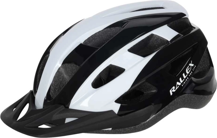 Casco da ciclismo RALLEX con regolazione, nero-bianco, taglia L (58–62 cm)