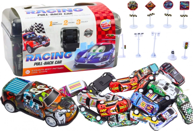 Set di automobiline con segnali stradali 25 pz