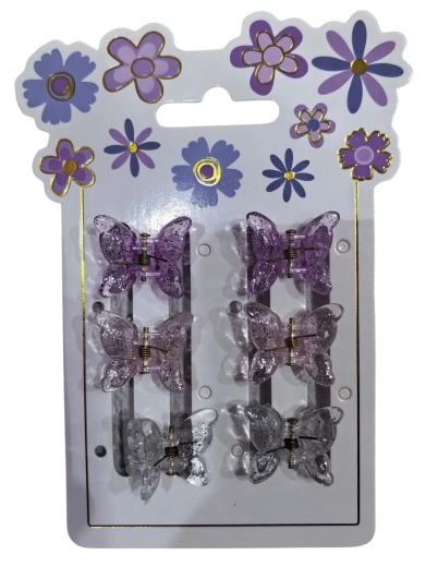 Pink set di mollette per capelli a farfalla con glitter (6 pz)