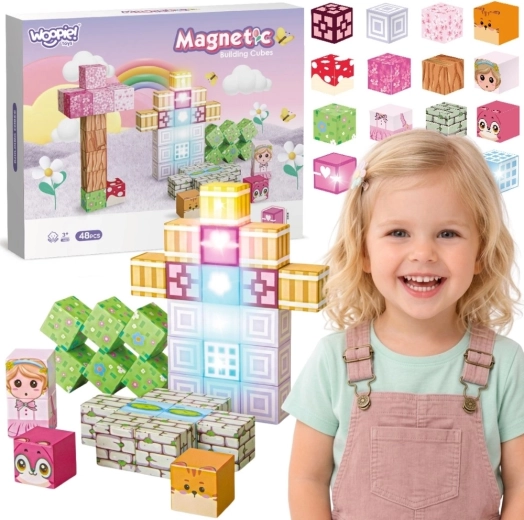 Woopie mattoncini da costruzione magnetici 48 pz Montessori 3D