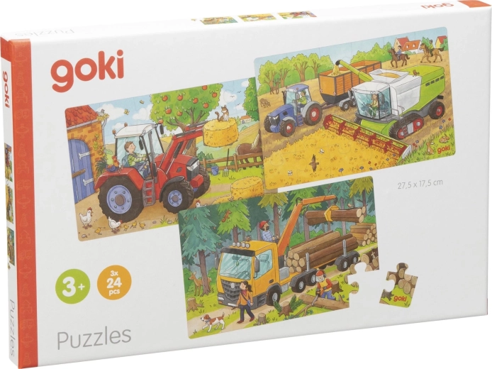 GOKI puzzle in legno macchine agricole 3 × 24 pezzi