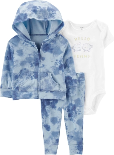 Set Carter’s da 3 pezzi per bambina Pink ocean – felpa, leggings e body a maniche corte