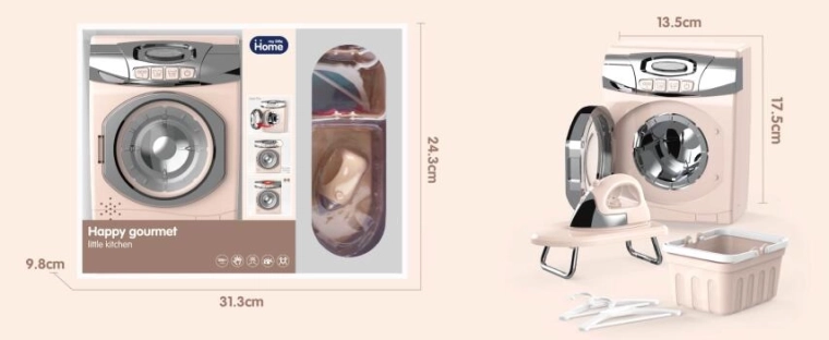 Lavatrice automatica per bambini con ferro da stiro e cestino