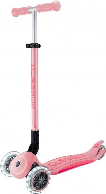 Monopattino per bambini a tre ruote Globber Primo Foldable Plus Lights V2 pastel pink