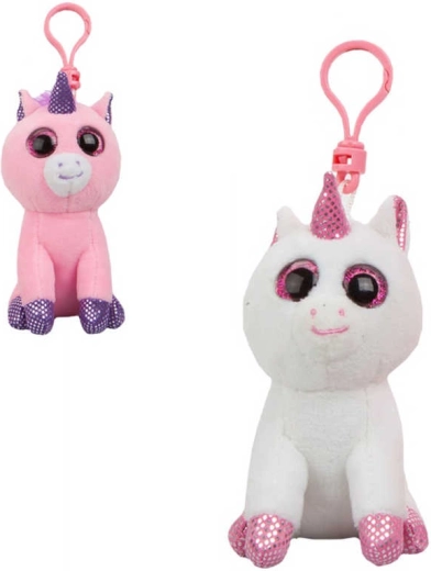 Portachiavi in peluche unicorno con clip 11 cm - 1 pezzo