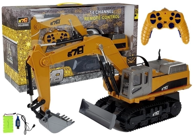 Escavatore cingolato RC con telecomando 2.4G, giallo