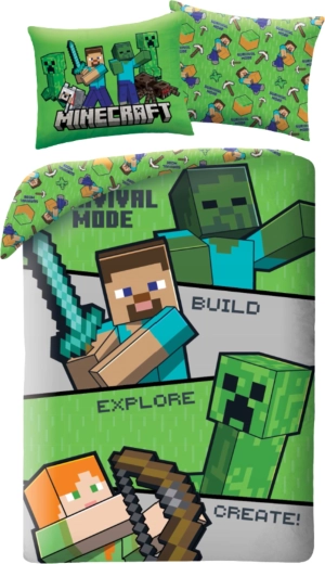 Biancheria da letto per bambini Minecraft Survival Mode in microfibra