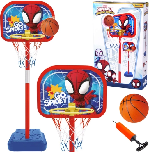 Set da basket SPIDEY con canestro regolabile e palla da 14 cm