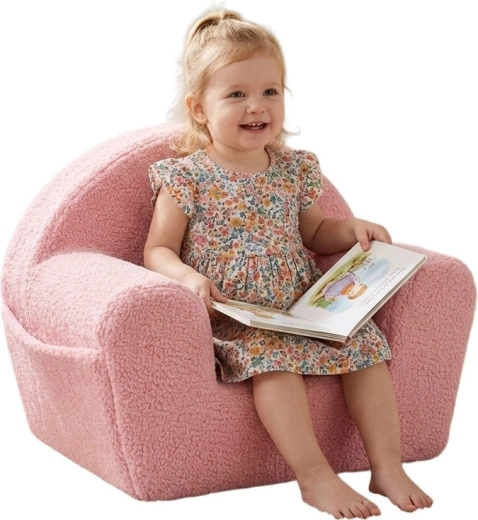 Poltroncina per bambini con tasca laterale New Baby Teddy, rosa