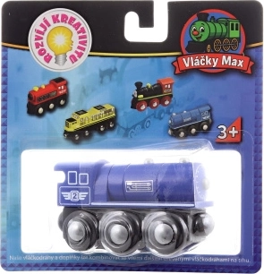 Locomotiva a vapore in legno Maxim blu