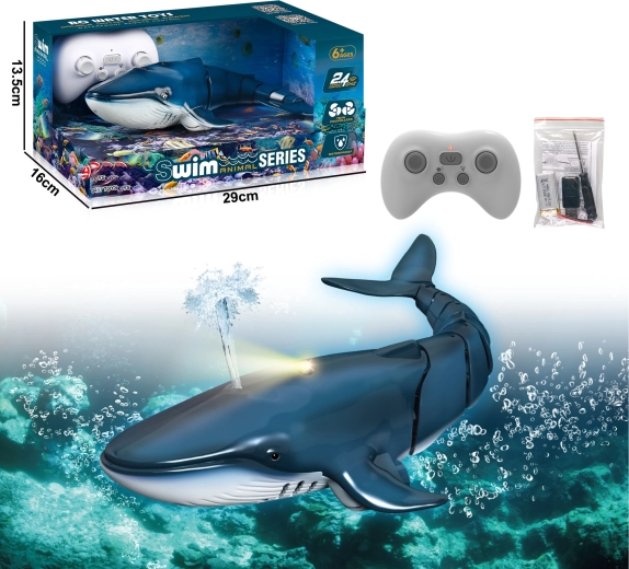 Balena RC con fontana d’acqua – blu
