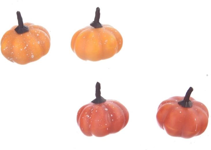 Zucca decorativa in plastica arancione 4 pz