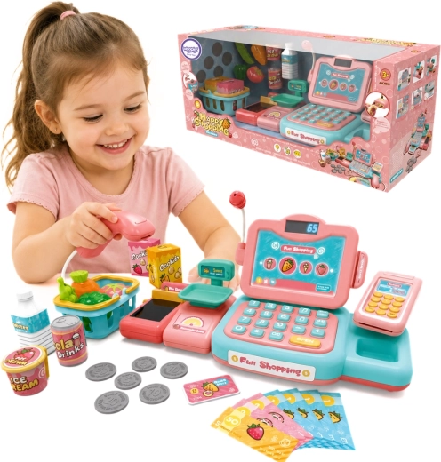 Cassa giocattolo con scanner, bilancia e microfono WOOPIE + 24 accessori