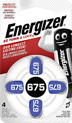Batterie a bottone per apparecchi acustici 675, 1,4 V (4 pz) Energizer