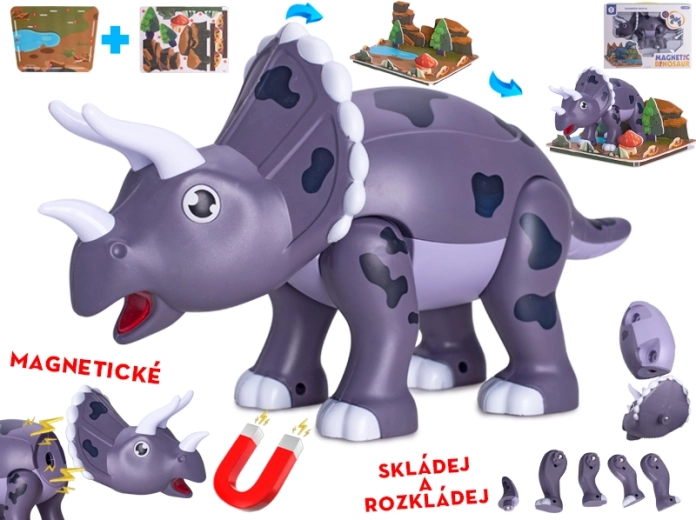 Dinosauro magnetico Triceratops 28 cm – kit di costruzione per bambini