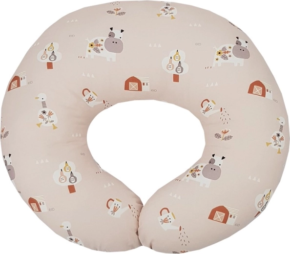 Cuscino per allattamento piccolo EKO Velvet My farm rosa cipria 60 × 60 cm