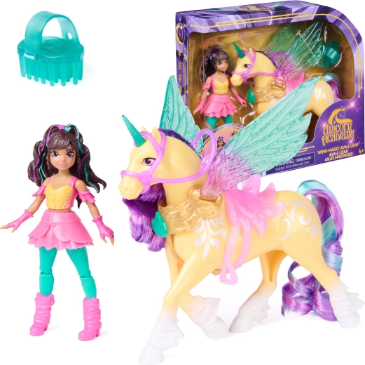Unicorn Academy ali magiche – bambola Ava e unicorno Leaf con accessori