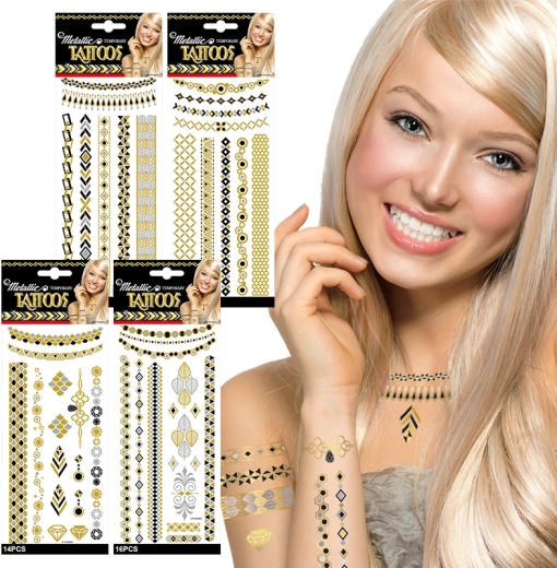 Tatuaggi temporanei metallici – 4 stili