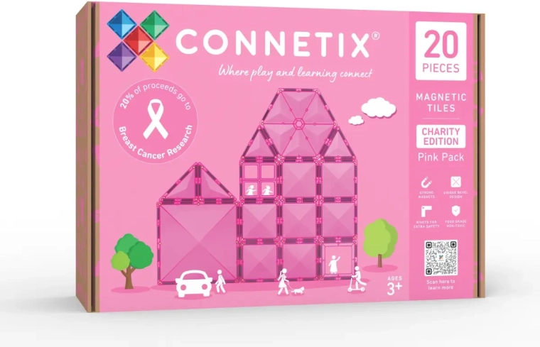 Set benefico rosa di tessere magnetiche Connetix – 20 pezzi