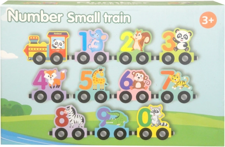 Trenino in legno con numeri e animaletti
