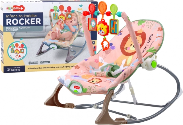 Culla per bimbi Leone Rosa con vibrazioni e suono