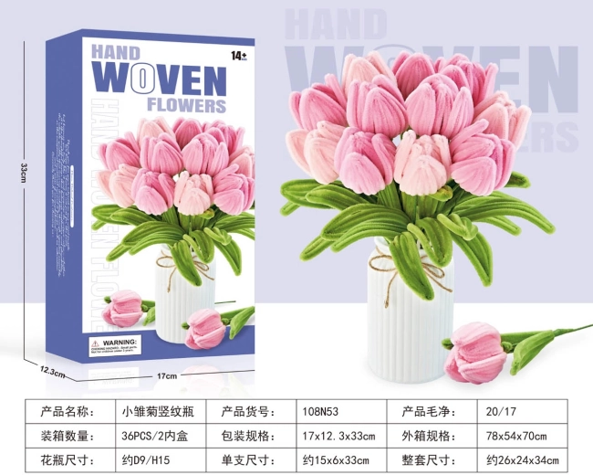 Kit creativo per realizzare un morbido bouquet di tulipani in un vaso