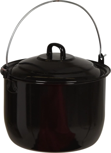 Pentola smaltata sospesa 24 cm con coperchio, 6,7 l, nera