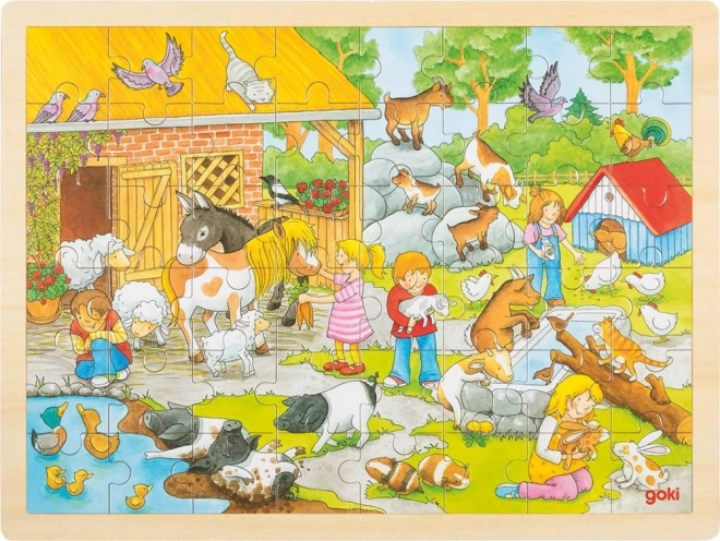 Puzzle in legno per bambini Zoo Goki, 48 pezzi