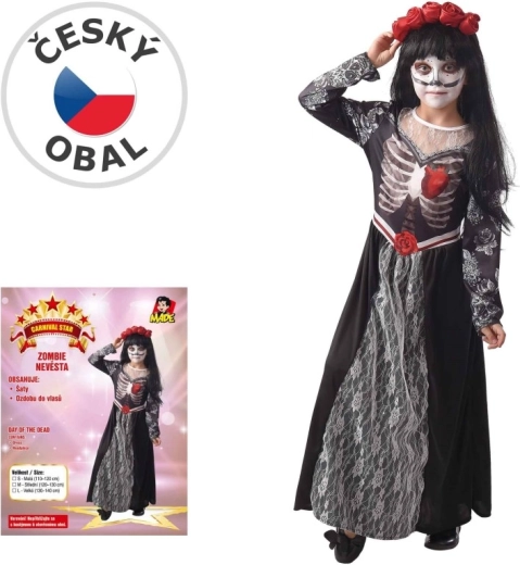 Costume di carnevale da bambina zombie sposa, 120–130 cm