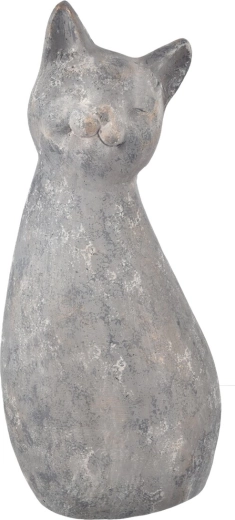 Decorazione in ceramica a forma di gatto MEG, grigia, 83 cm