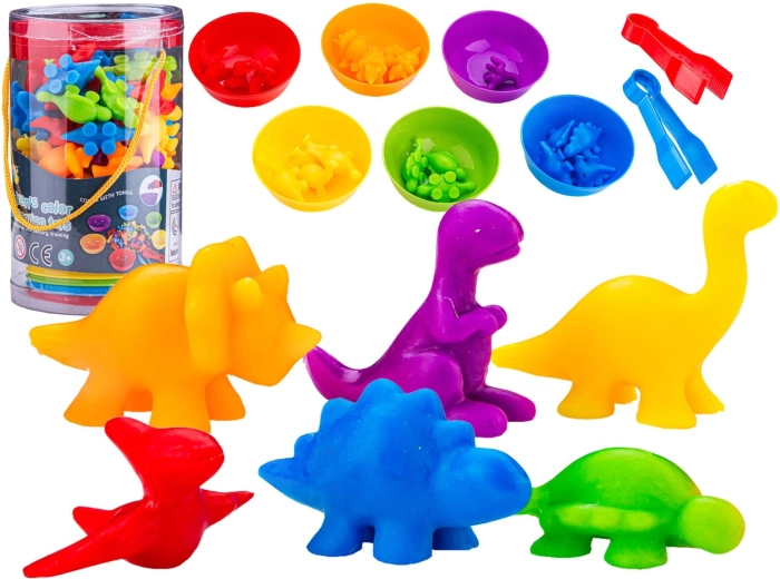 Gioco educativo per bambini – smistamento di dinosauri, colori e conteggio