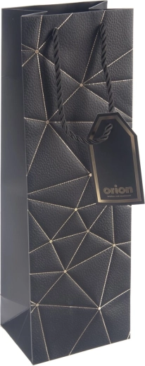 Borsa regalo in carta per vino con motivo a griglia nera 12 × 9 × 36 cm
