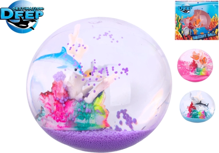 Pallina antistress elastica Destination Deep con motivi marini 9 cm