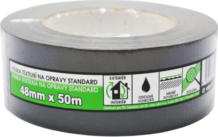 Nastro adesivo tessile 48 mm × 50 m nero