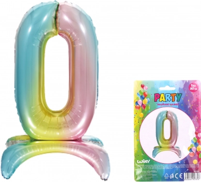 Palloncino gonfiabile in foil numero 0 arcobaleno 80 cm