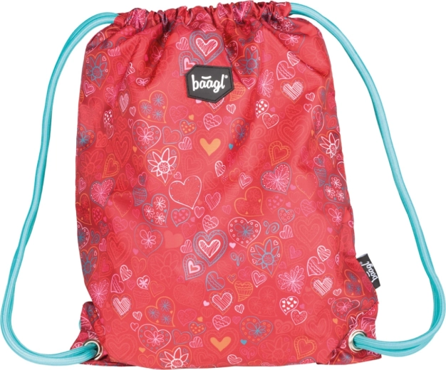 Sacca per ginnastica con cuoricini rossa