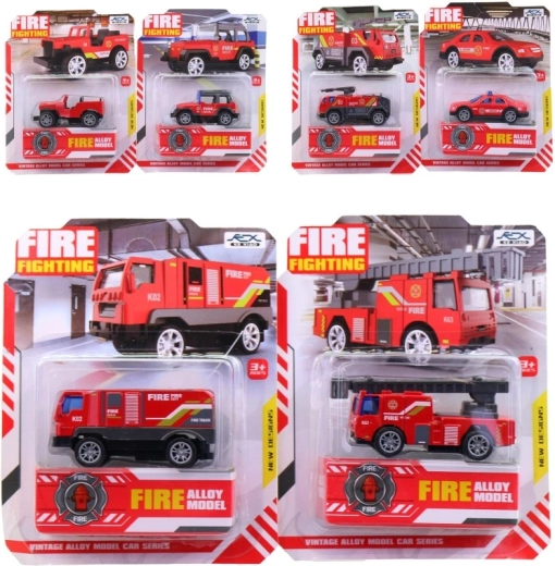 Camion dei pompieri in metallo su blister 7,5 cm