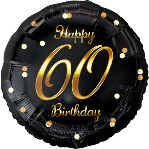 Palloncino in foil Happy 60 Birthday – nero con stampa dorata