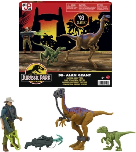 Dr. Alan Grant con dinosauri e accessori