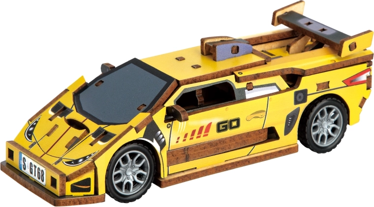 2Kids Toys puzzle 3D in legno auto sportiva gialla