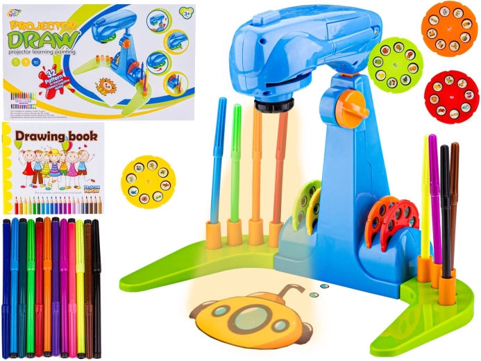 Proiettore per bambini per ricalcare e disegnare con accessori – blu
