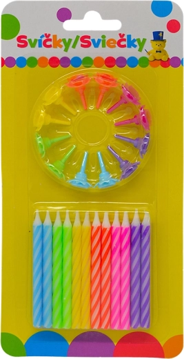 Candeline di compleanno colorate 24 pz + 12 supporti