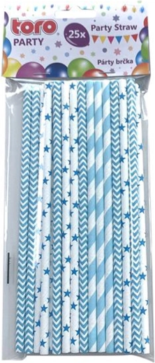 Cannucce di carta 19,7 cm, 25 pz – azzurro chiaro, mix di motivi