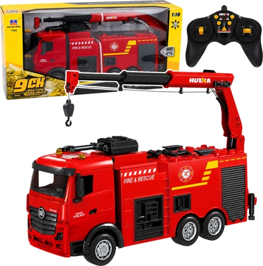 Camion dei pompieri RC Huina con gru e cannone ad acqua 1:18