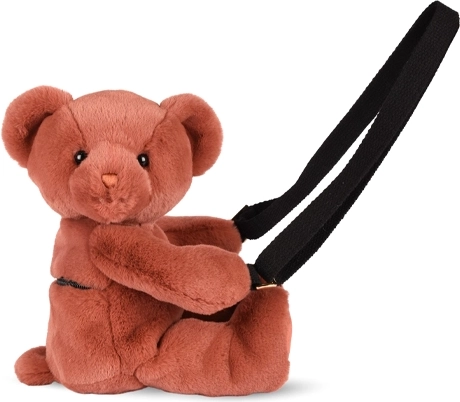 Borsa a tracolla in peluche Doudou a forma di orsetto terracotta 30 cm