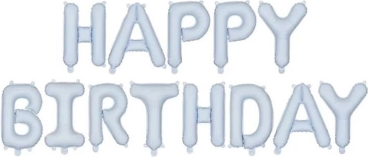 Palloncino in foil Happy Birthday blu opaco 340 × 35 cm