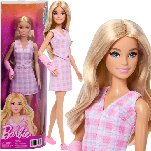 barbie fashionistas bambola in quadretti rosa con tutore rosa al braccio
