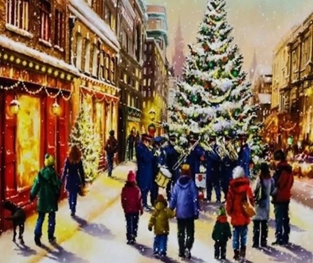 Norimpex Dipingere con i numeri accanto all'albero di Natale 40 × 50 cm