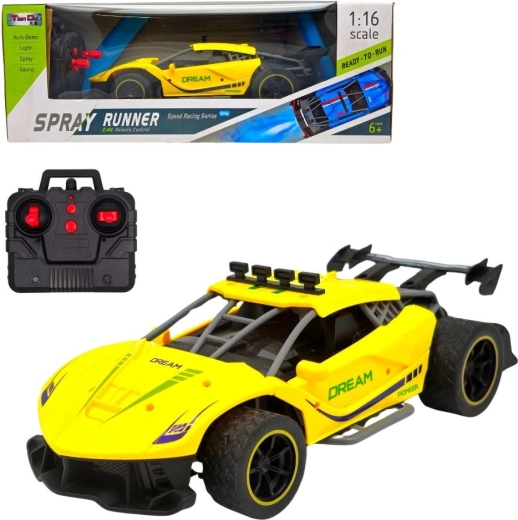 Auto sportiva da corsa gialla telecomandata con effetto fumo - 1 pezzo