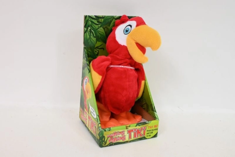 Pappagallo di peluche interattivo con voce, cammina, 20 cm